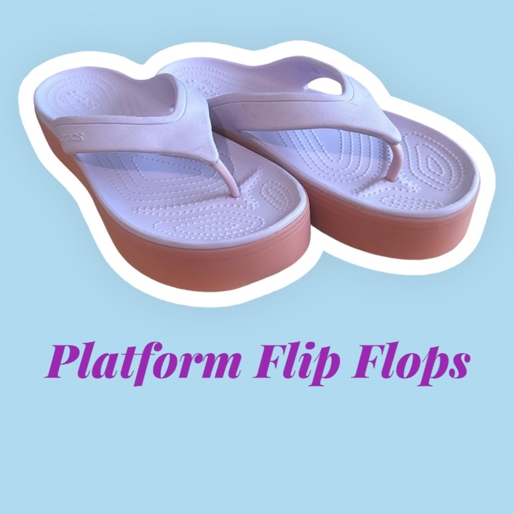 Lavender and Melon Platform Flip Flops - Crocs 🍈💜